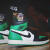 ナイキ男性靴Air Jordan 1 AJ 1黒緑の足の指の緑555088-3045
